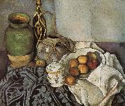 bottle of still life of fruit Paul Cezanne